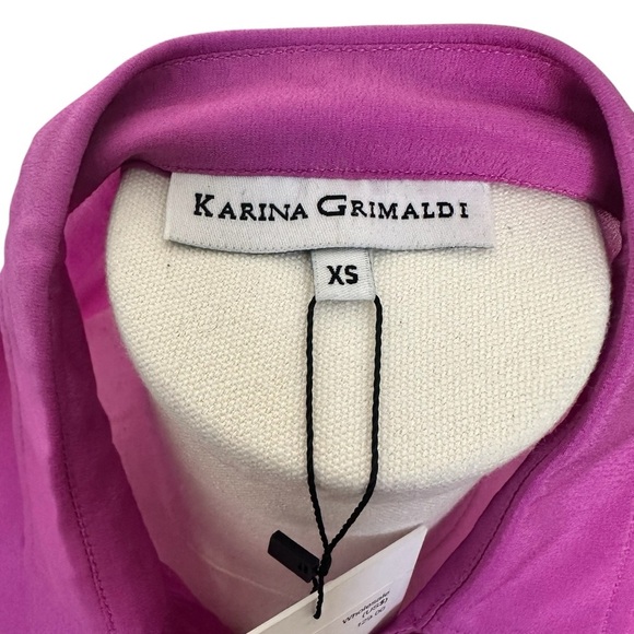 Purple Silk Mini Dress Karina Grimaldi Constance Solid Women Size XS Sm NO BELT - Picture 11 of 16